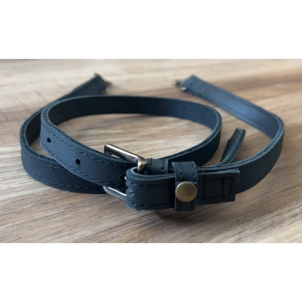ABLE black leather‎ crossbody bag detachable adjustable strap